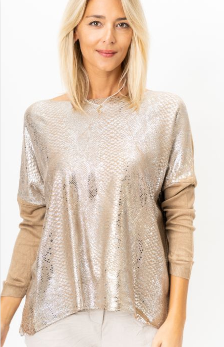 White Metallic Snake Print Top (Assorted Colors) – Girls Downtown