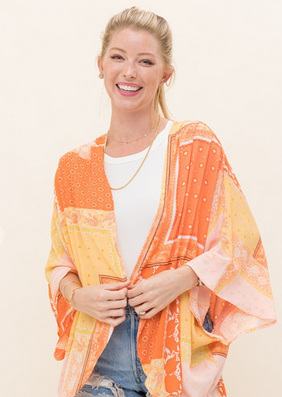 Free people hot sale orange cardigan