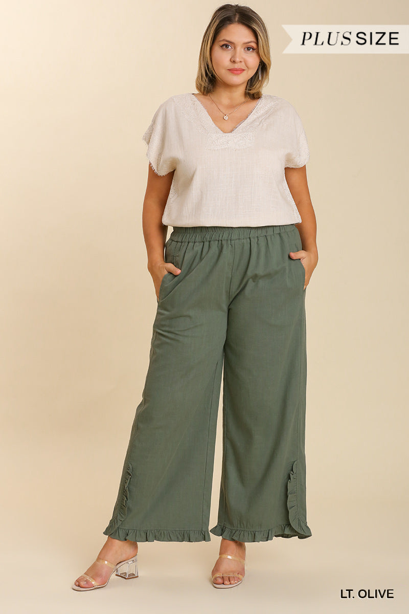 Linen Ruffle Pants (Assorted Colors XL-2XL) – Girls Downtown