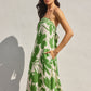 Paradise Green Bali Summer Strapless Tie Back Maxi Dress