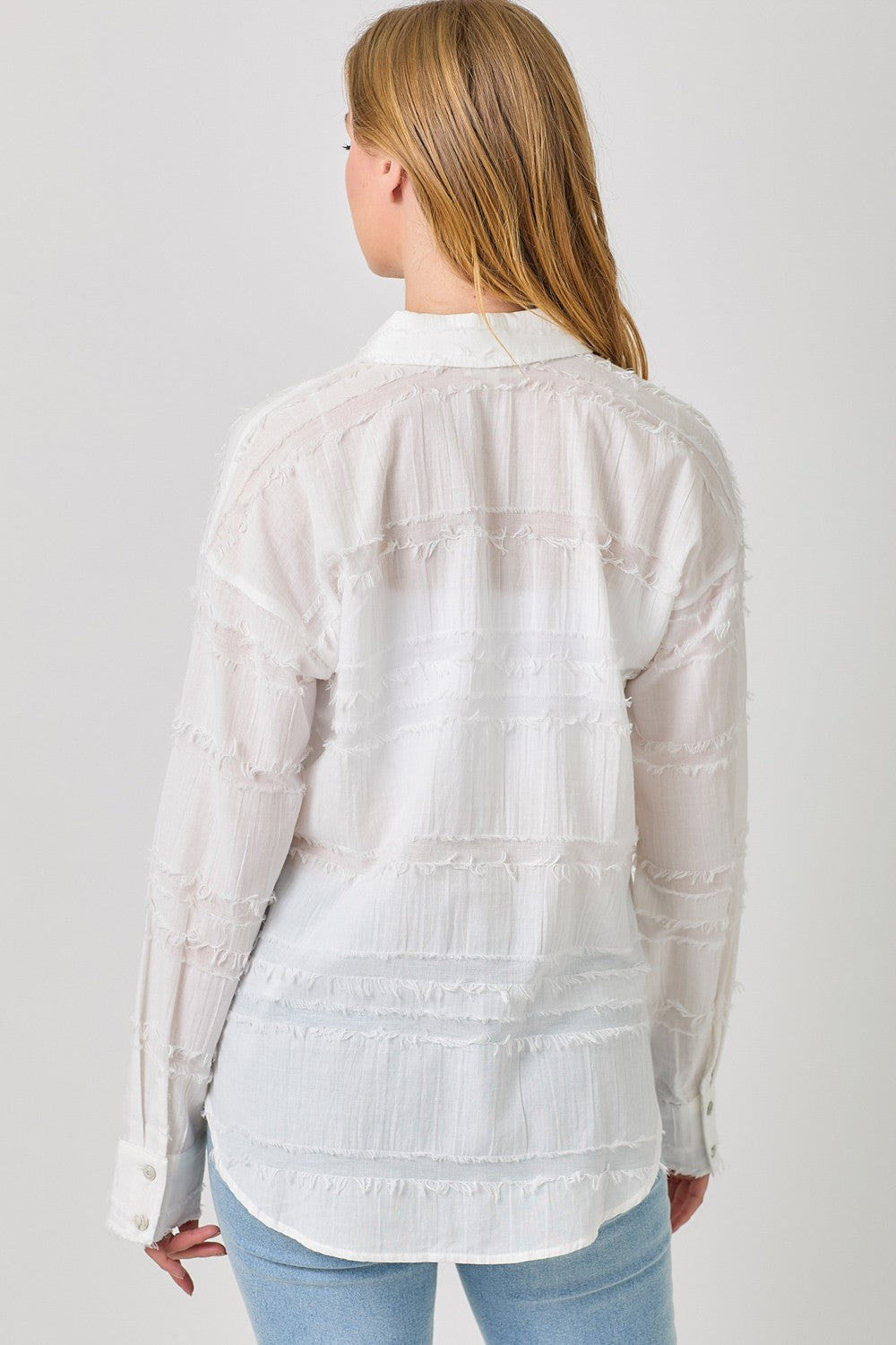 Ivory Button Down Textured Gauze Shirt