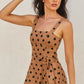 Mocha Black Polka Dot Buckle Midi Dress