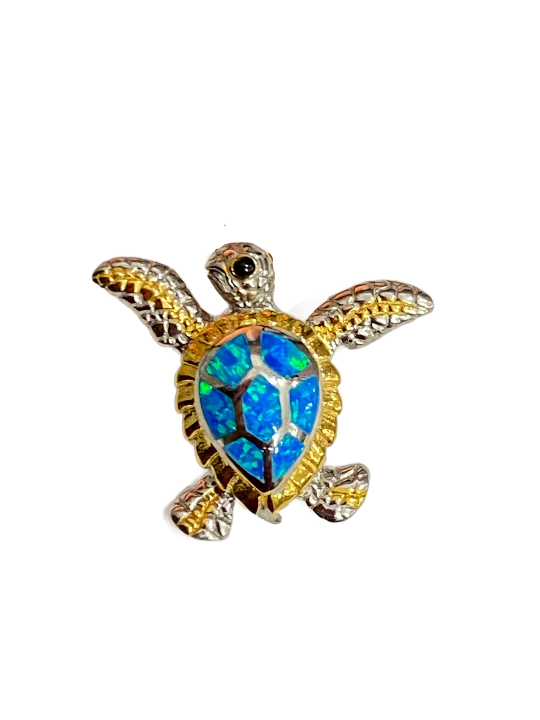 Mini Crushed Opal Sea Turtle Pendant