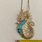 Seahorse Pendant - Blue Crushed Opal