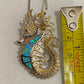 Seahorse Pendant - Blue Crushed Opal