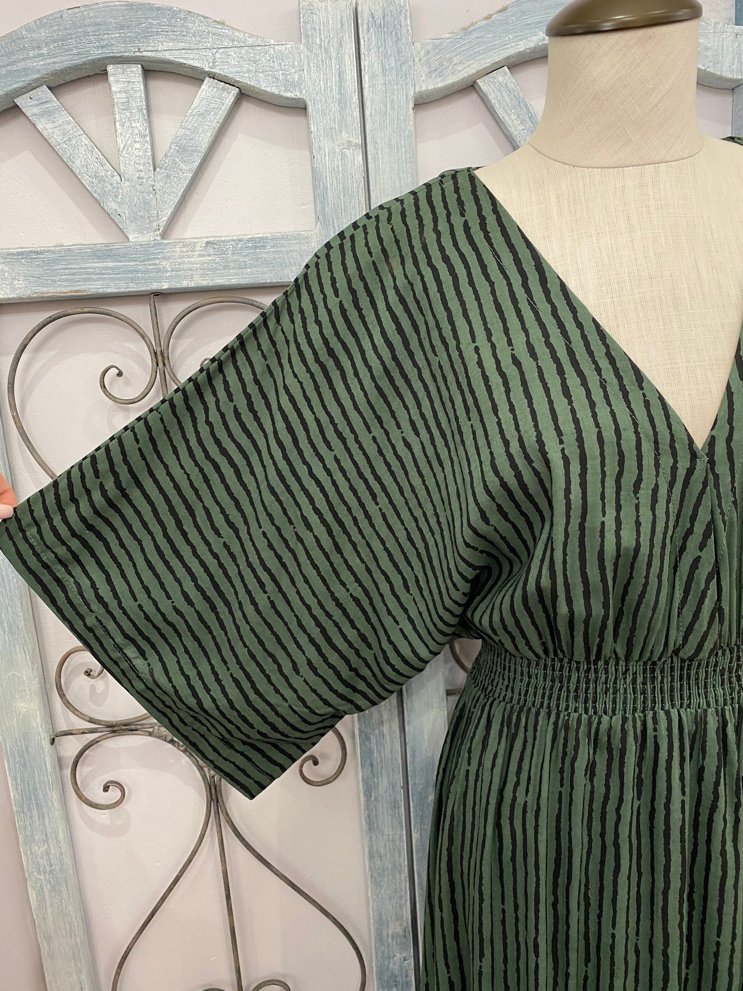 Green Poppy 3/4 Sleeve Maxi Dress