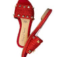 Red Studded Slide Sandals