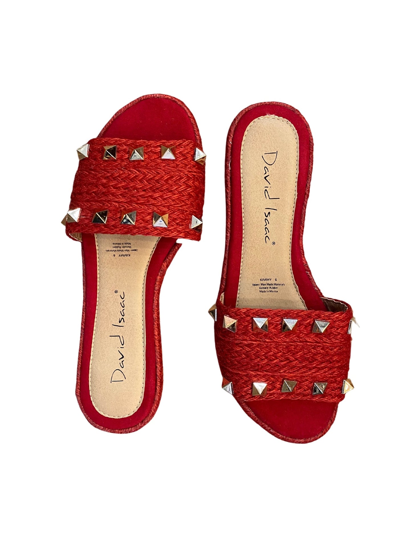 Red Studded Slide Sandals