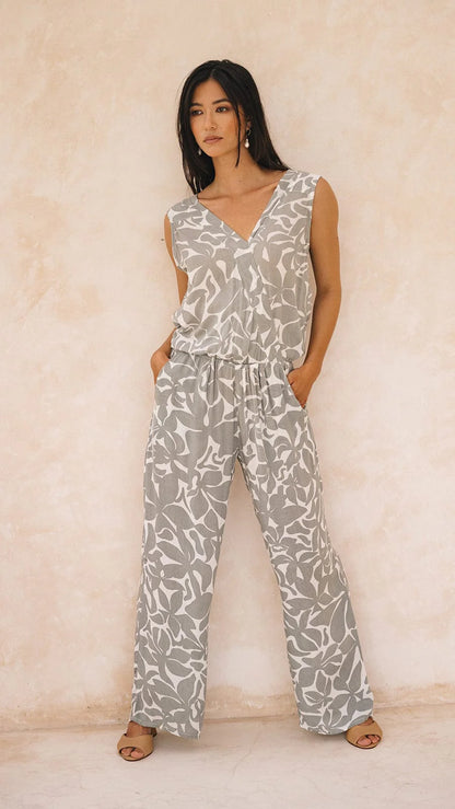 Essential Kahaia Jumpsuit - Frangipani Silver