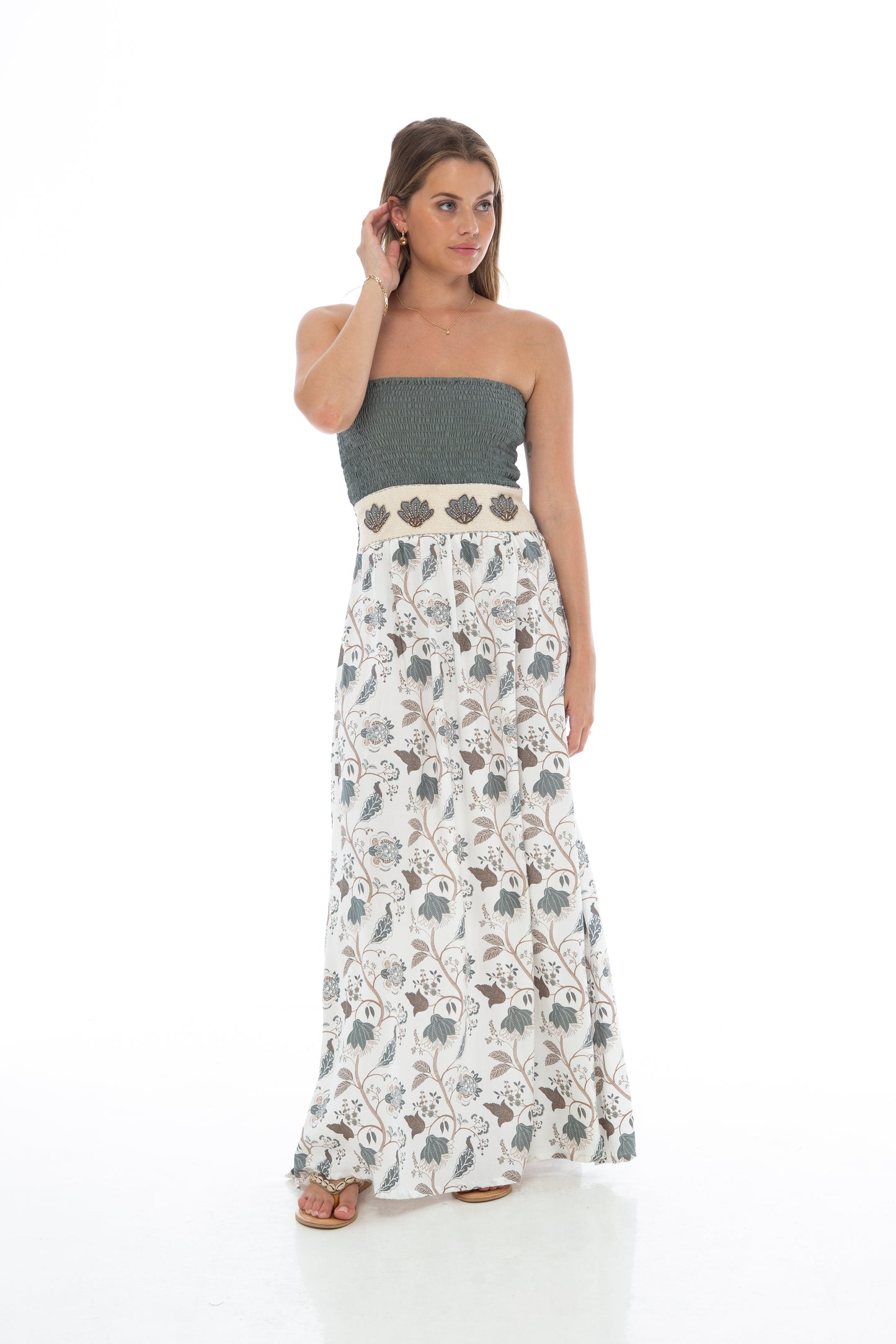 Skemo Floral Tube Top Maxi Dress