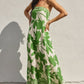 Paradise Green Bali Summer Strapless Tie Back Maxi Dress