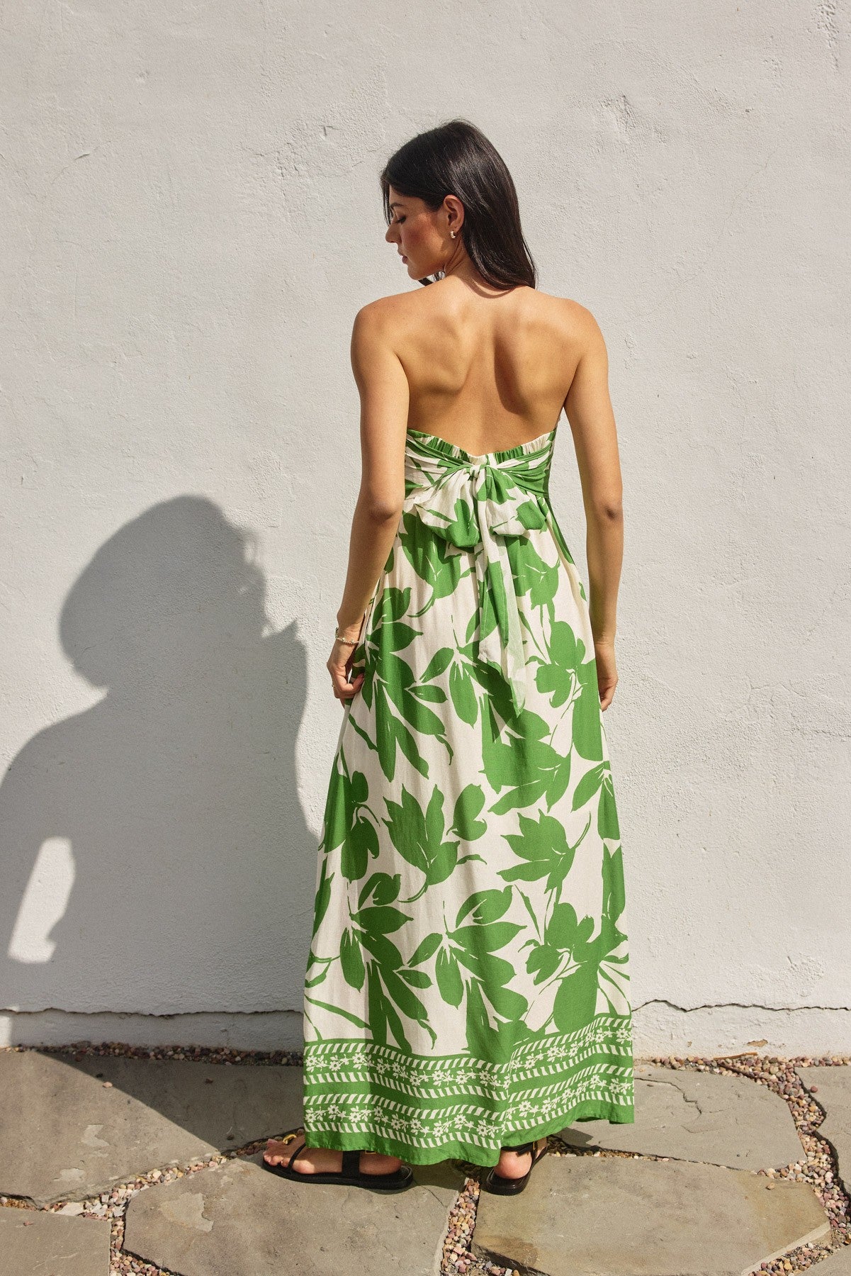 Paradise Green Bali Summer Strapless Tie Back Maxi Dress