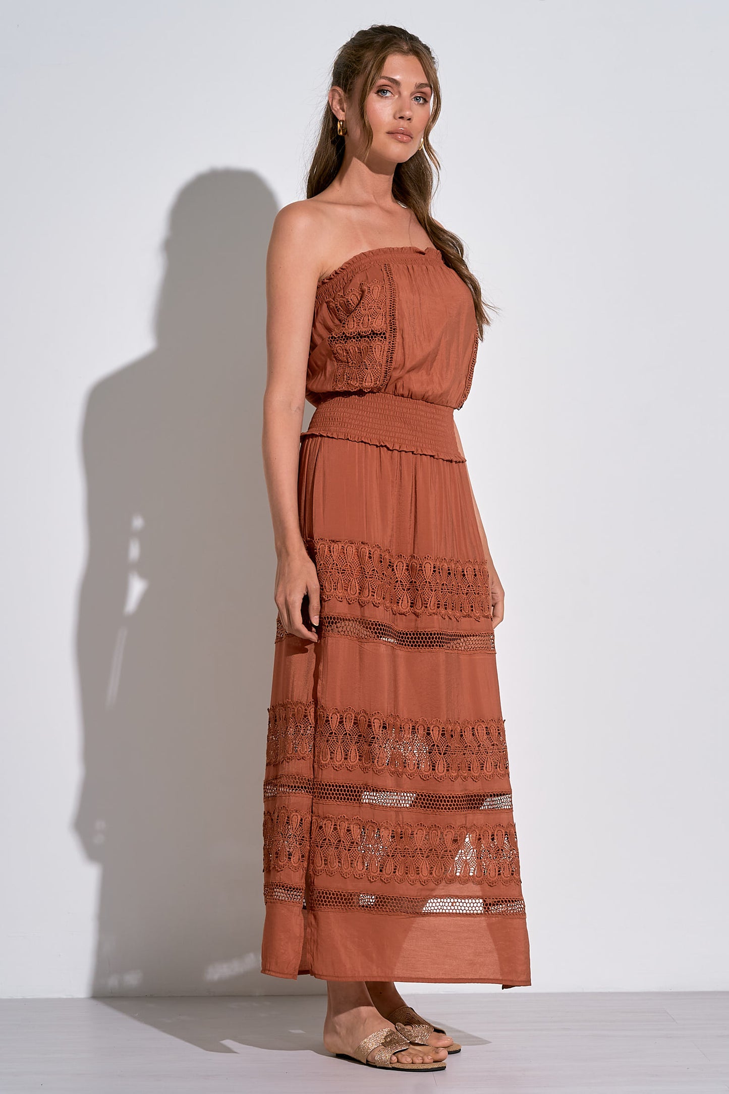 Strapless Crochet Maxi Dress (Assorted Colors)