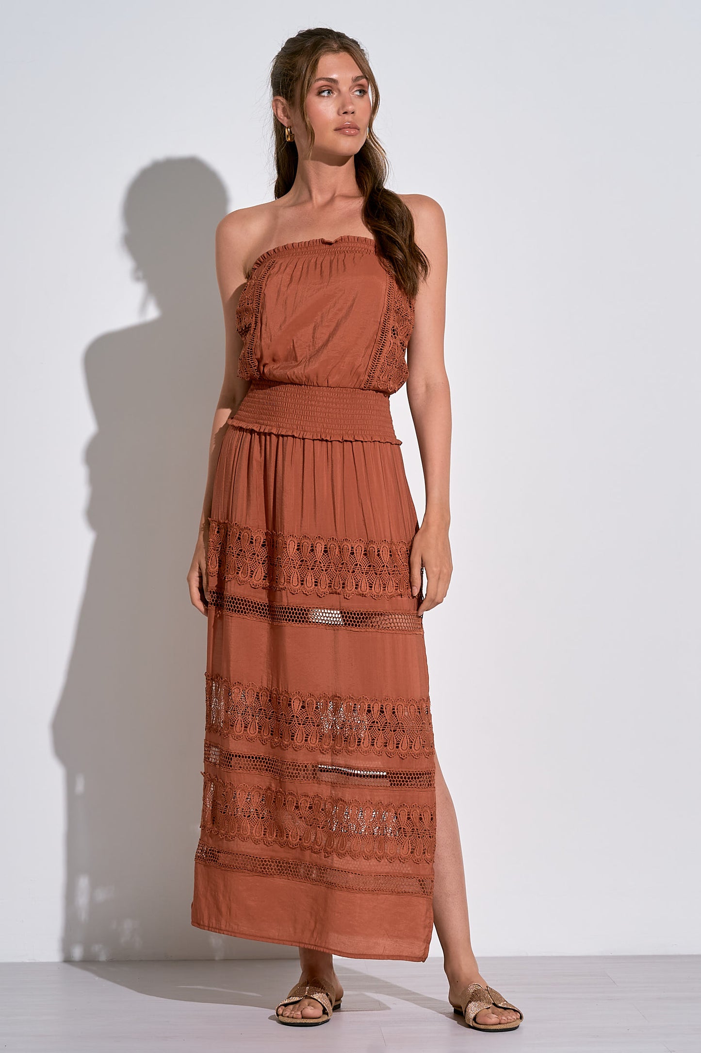 Strapless Crochet Maxi Dress (Assorted Colors)